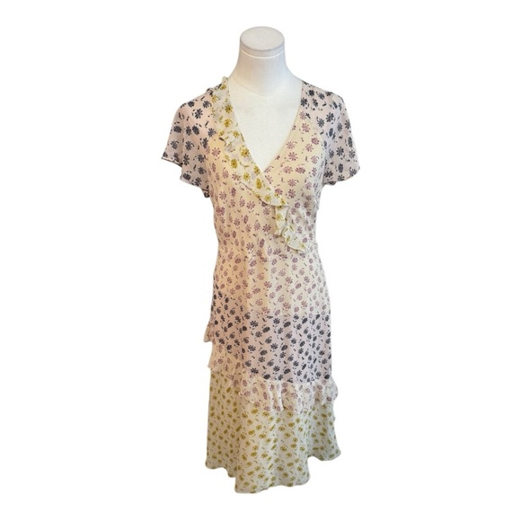 JOIE Orita Silk Ruffled Floral Dress Feminine Garden Party Tea Size 10 Boho - Picture 7 of 13